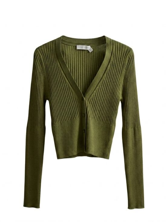 Jonathan Simkhai Tops - Jonathan Simkhai Ailany Ribbed Knit Cardigan - Olive Green Size M NWOT Old Money